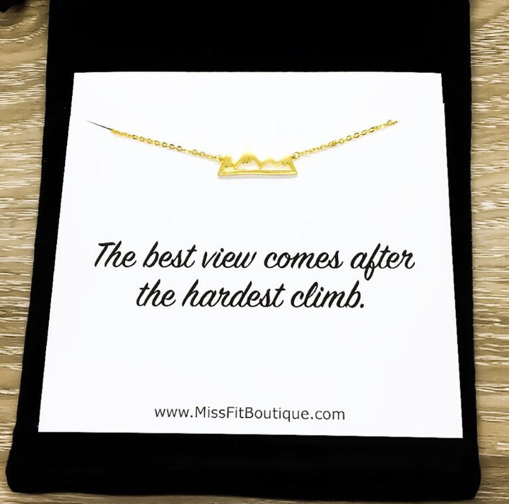 Collier Petite Montagne, La plus belle vue se mérite, Collier inspirant, Bijou naturaliste, Chaîne de montagnes en or rose