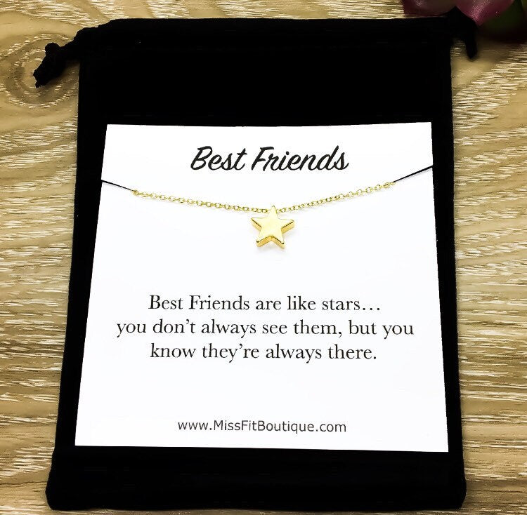 Les meilleures amies sont comme des étoiles, Collier céleste, Pendentif étoile miniature, Bijou constellation, Cadeau de fin d'études pour meilleure amie, Cadeau de Noël
