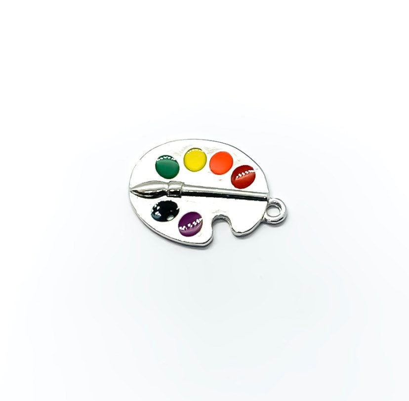 Breloque Palette de Peinture (1 pièce), Breloques Individuelles, Breloques Scolaires, Breloque Professeur, Breloques Artiste, Breloque Créative, Cadeau Peintre, Breloque Palette d'Artiste