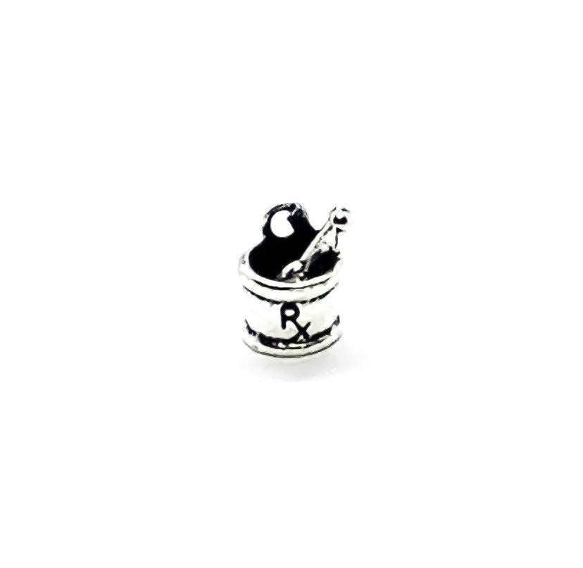 1 Breloque Mortier et Pilon, Breloques individuelles, Breloques Médicales, Breloque Ordonnance, Breloques Médecin, Breloques Pharmacie, Cadeau pour Pharmacien