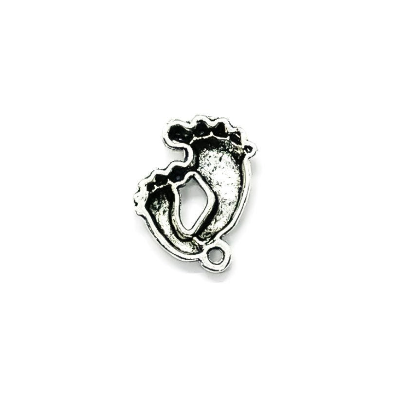 Breloque Double Empreintes de Pieds Argent, Breloques Individuelles, Breloques Bébé, Breloques Maman, Breloques Mère, Loisirs Créatifs, Breloques Mignonnes, Pendentif Bébé