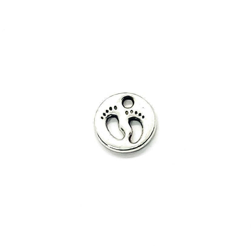 Breloque Petites Empreintes de Pieds Argent, Breloques Individuelles, Breloques Bébé, Breloques Maman, Breloques Mère, Loisirs Créatifs, Breloques Mignonnes, Pendentif Bébé
