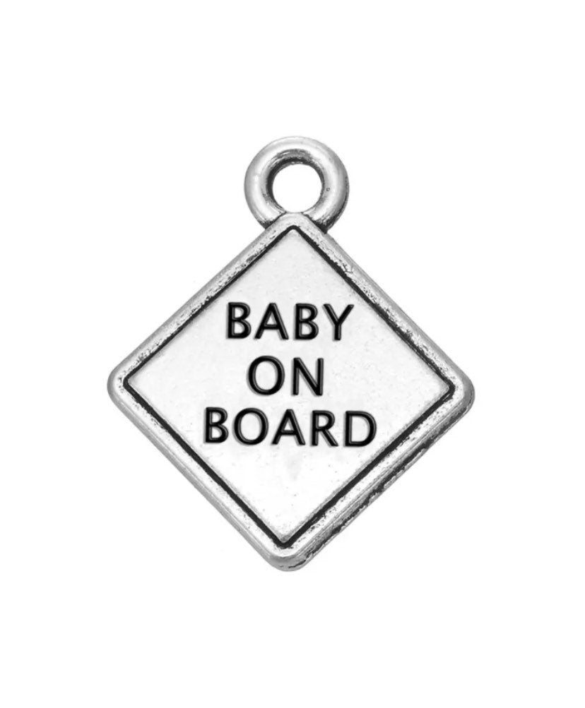 Breloque « Bébé à bord » argentée, breloques individuelles, breloques bébé, breloques maman, breloques mère, loisirs créatifs, breloques mignonnes, pendentif bébé