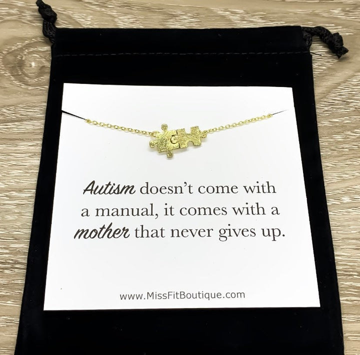 Cadeau de sensibilisation à l'autisme, Collier double puzzle miniature, Bijou minimaliste, Pendentif puzzle délicat, Cadeau pour maman, Cadeau de Noël pour maman