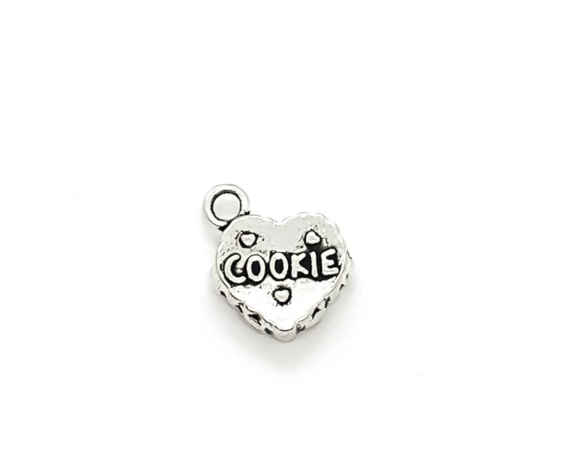1 Cookie Charm, Individual Charm, Tiny Cookie Charms, Baking Charms, Baker Jewelry, Heart Shaped Cookie Charm, Kitchen Charms, Cooking Charm