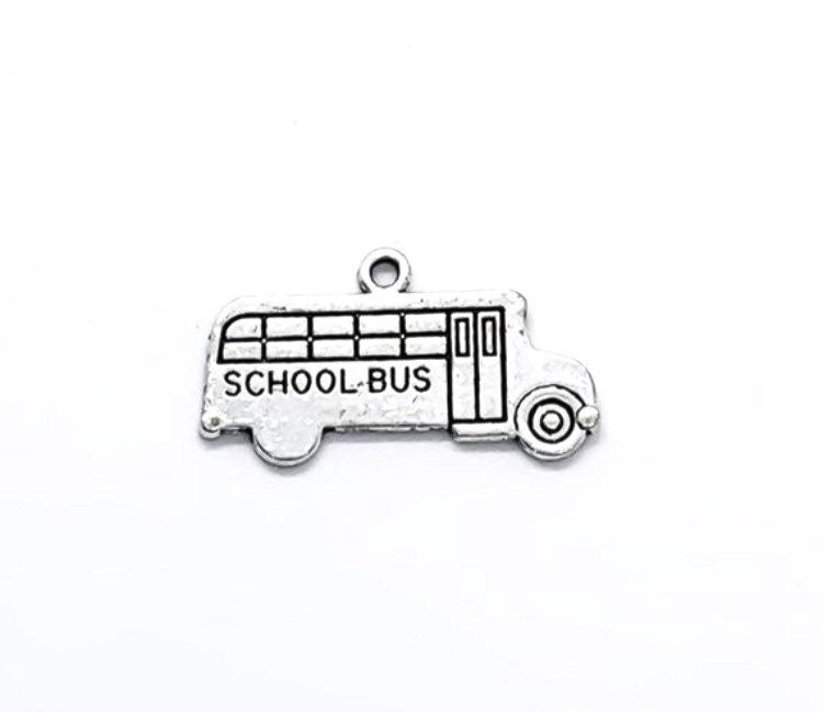 Breloque bus scolaire, Breloques individuelles, Petites breloques bus, Breloques scolaires, Breloques chauffeur de bus, Cadeau pour chauffeur de bus, Bijou bus, Breloques éducation