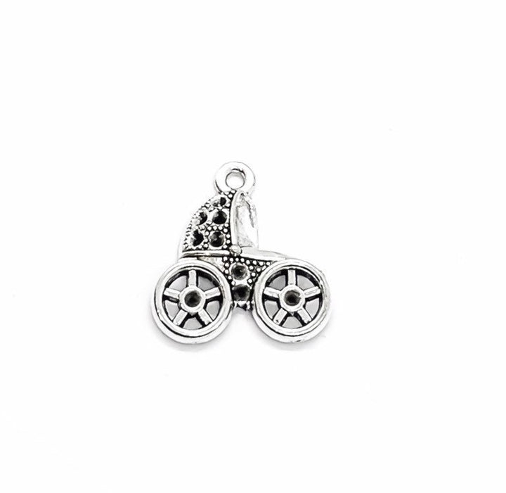 Breloque poussette argentée (1 pièce), breloque individuelle, breloque bébé, breloque maman, breloque mère, loisirs créatifs, breloque mignonne, pendentif poussette