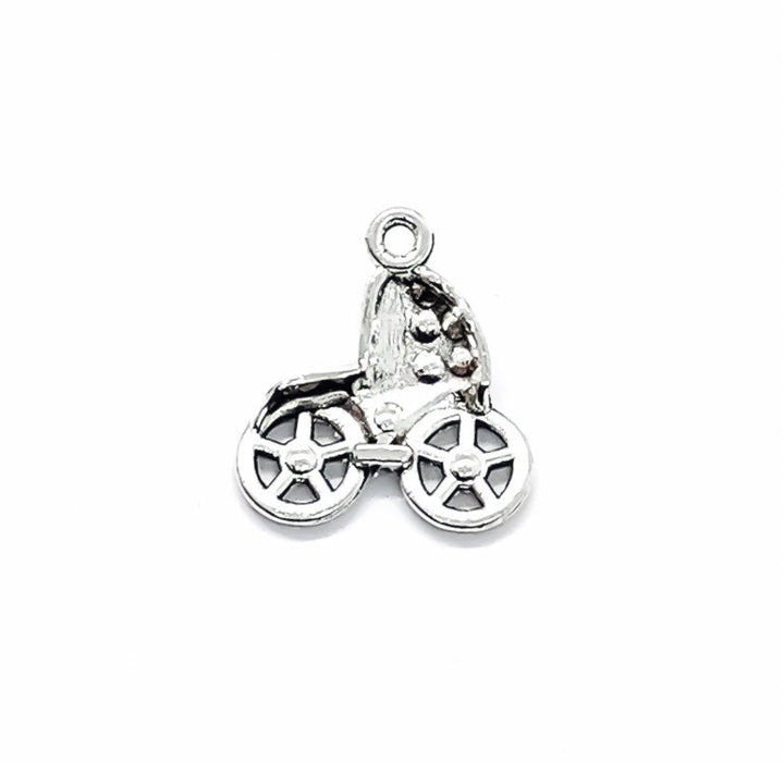 Breloque poussette argentée (1 pièce), breloque individuelle, breloque bébé, breloque maman, breloque mère, loisirs créatifs, breloque mignonne, pendentif poussette
