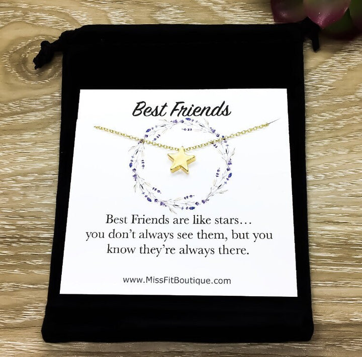 Les meilleures amies sont comme des étoiles, Collier céleste, Pendentif étoile miniature, Bijou constellation, Cadeau de fin d'études pour meilleure amie, Cadeau de Noël