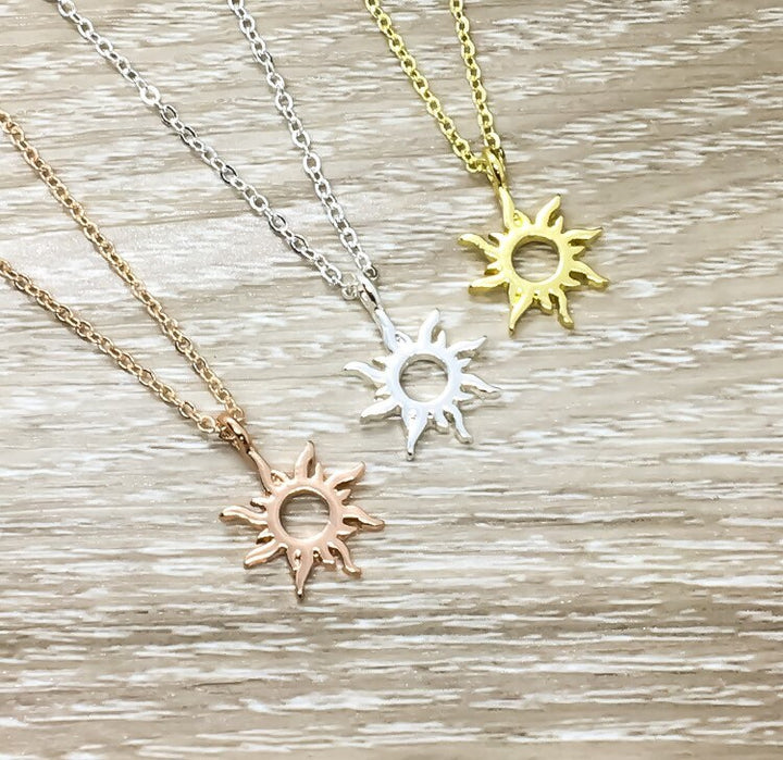 Sunshine Necklace, Rose Gold Sun Necklace, You Are My Sunshine Gift, Dainty Necklace, Gifts for Her, Birthday, Bestfriends, Simple Reminder