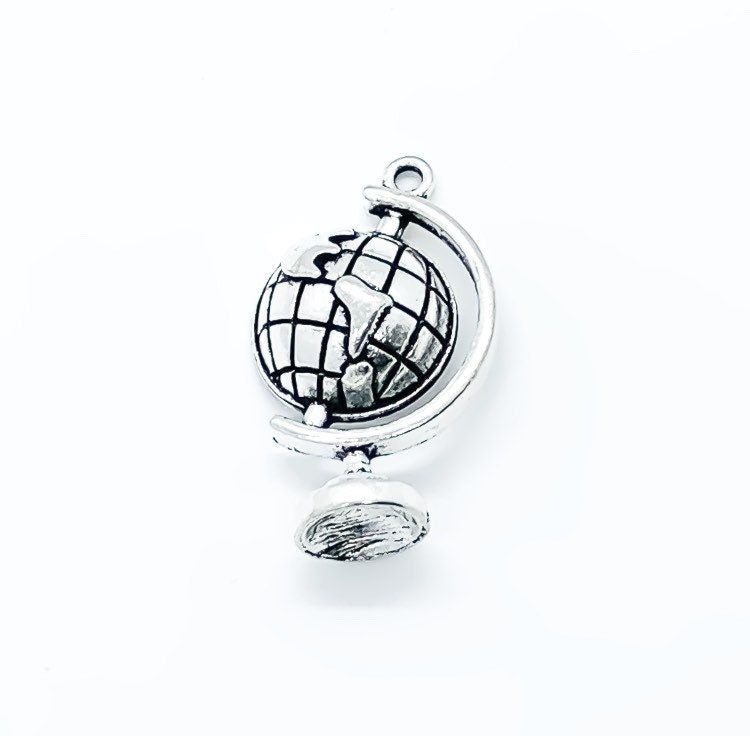 1 Breloque Globe Terrestre, Breloques individuelles, Breloques scolaires, Breloque pour enseignants, Breloque éducation, Breloque voyage, Cadeau pour voyageurs, Exploration, Géographie