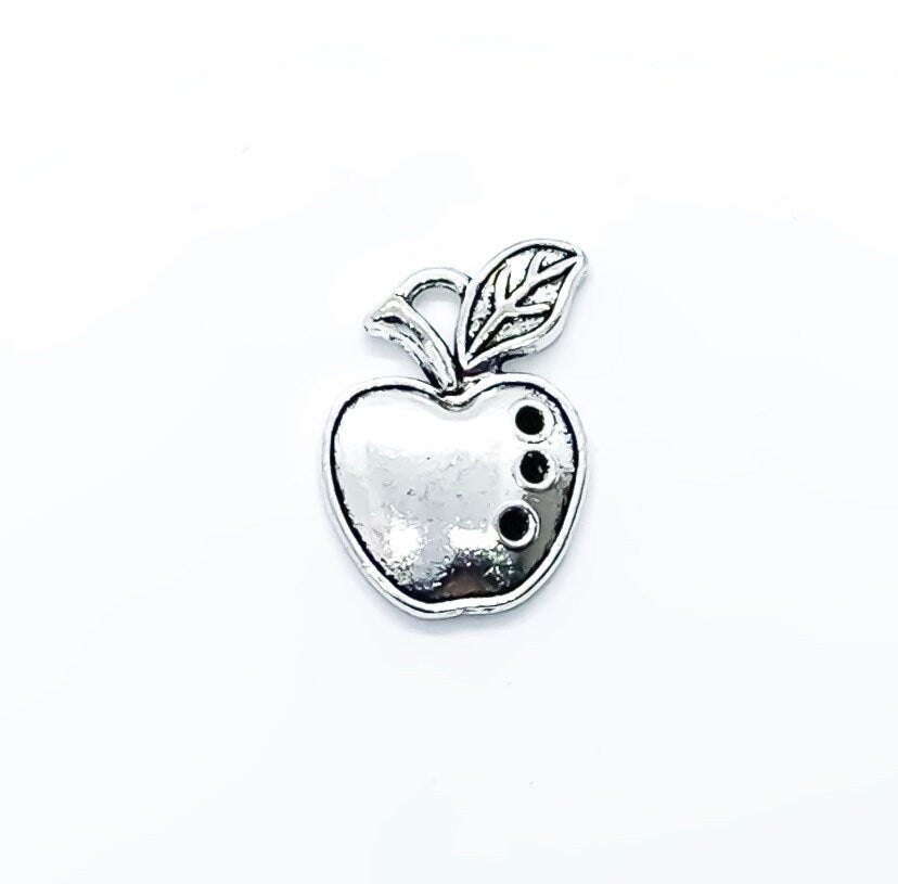 Breloque Pomme, Breloques individuelles, Breloques Fruits, Breloque Gourmand, Breloque Enseignant, Petite Breloque Pomme Argentée, Breloques Scolaires, Breloque Blanche-Neige