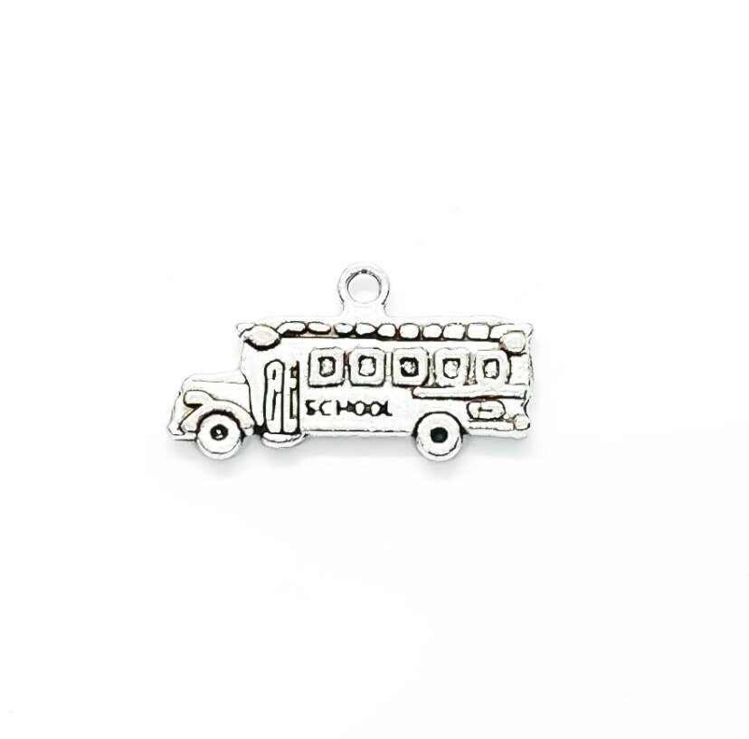 Breloque bus scolaire, Breloques individuelles, Petites breloques bus, Breloques scolaires, Breloques chauffeur de bus, Cadeau pour chauffeur de bus, Bijou bus, Breloques éducation