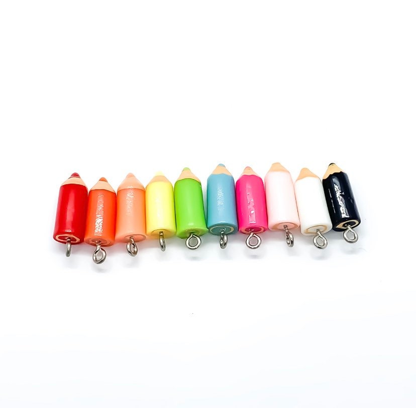 1 Crayon Charms, Individual Charms, School Charms, Teacher Charm, Resin, Craft Charm, Coloring Gift, Kindergarten Charm, Coloring Pencils