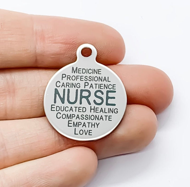 Breloque Infirmière, Breloques en Acier Inoxydable, Breloques Individuelles, Définition d'Infirmière, Breloques Médicales, Cadeau pour Infirmière, Bijou Infirmière, Cadeau de Remerciement