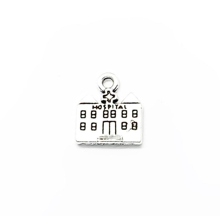 1 Breloque Hôpital, Breloques individuelles, Breloques Médicales, Breloque Infirmière, Breloques Médecin, Cadeau pour Personnel Hospitalier, Breloques Bâtiment, Apprêts de Bijoux