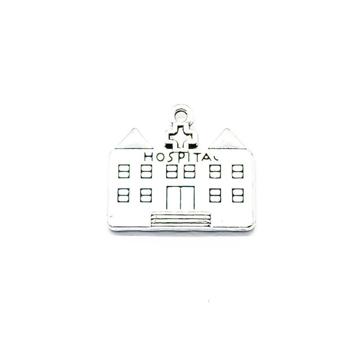 1 Breloque Hôpital, Breloques individuelles, Breloques Médicales, Breloque Infirmière, Breloques Médecin, Cadeau pour Personnel Hospitalier, Breloques Bâtiment, Apprêts de Bijoux