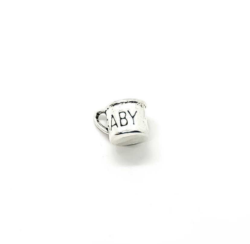 Breloque gobelet bébé argentée (1 pièce), breloques individuelles, breloques bébé, gobelet, breloques grossesse, breloques chambre d'enfant, breloques baby shower, breloque maman