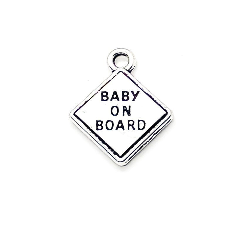 Breloque « Bébé à bord » argentée, breloques individuelles, breloques bébé, breloques maman, breloques mère, loisirs créatifs, breloques mignonnes, pendentif bébé