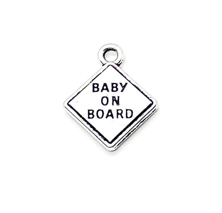 Breloque « Bébé à bord » argentée, breloques individuelles, breloques bébé, breloques maman, breloques mère, loisirs créatifs, breloques mignonnes, pendentif bébé