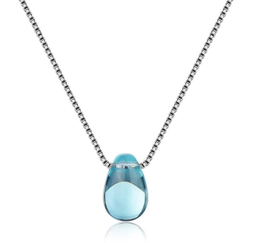 Blue Teardrop Necklace, Strength Quote, Waterdrop Pendant, Let Your Strength Be Bigger Than Your Tears, Uplifting Jewelry, Holiday Gift