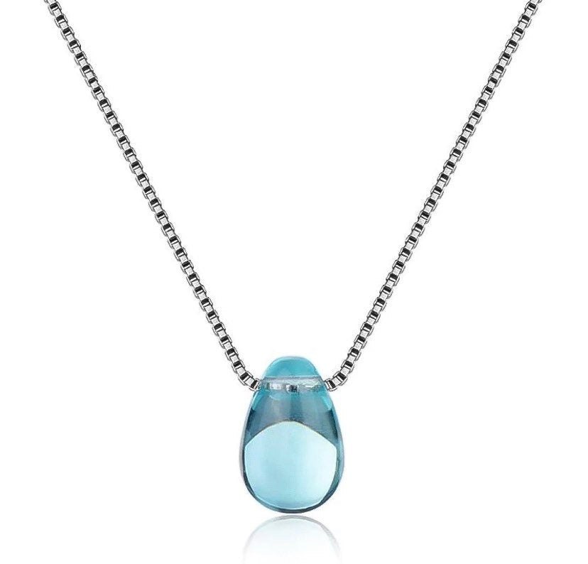Collier en forme de larme bleue, citation inspirante, pendentif goutte d'eau, « Que ta force soit plus grande que tes larmes », bijou porteur d'espoir, cadeau de Noël