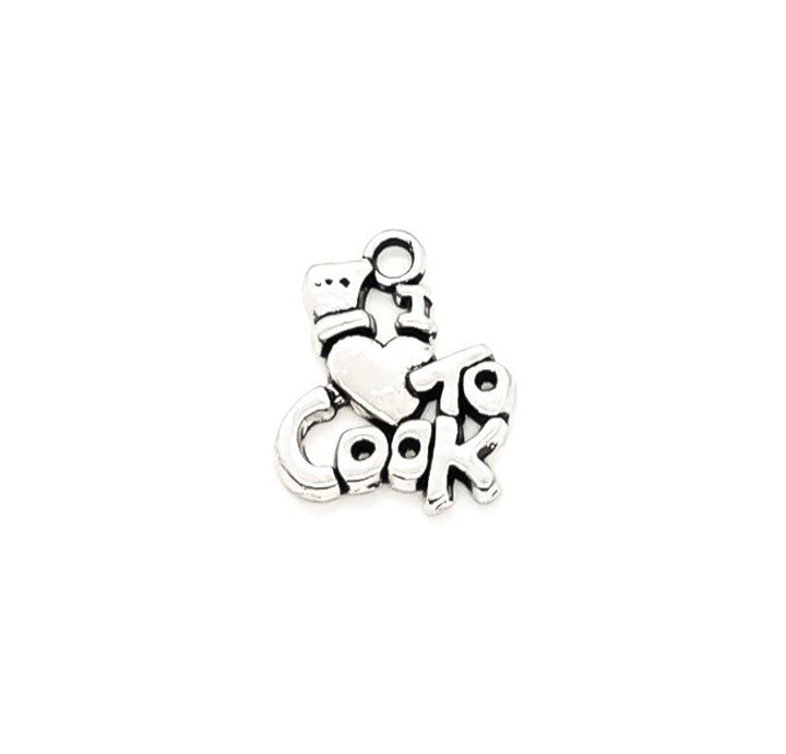 1 Breloque « J'adore cuisiner », Breloques individuelles, Petites breloques cuisine, Breloques pâtisserie, Breloques boulanger, Breloques cuisine, Breloques cuisinier, Bijoux de chef, DIY