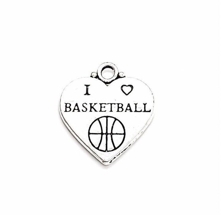 1 petit pendentif basket-ball argenté, « J'aime le basket », pendentif sportif, pendentif joueur de basket-ball, pendentif individuel, pendentif sport, cadeau pour entraîneur d'équipe