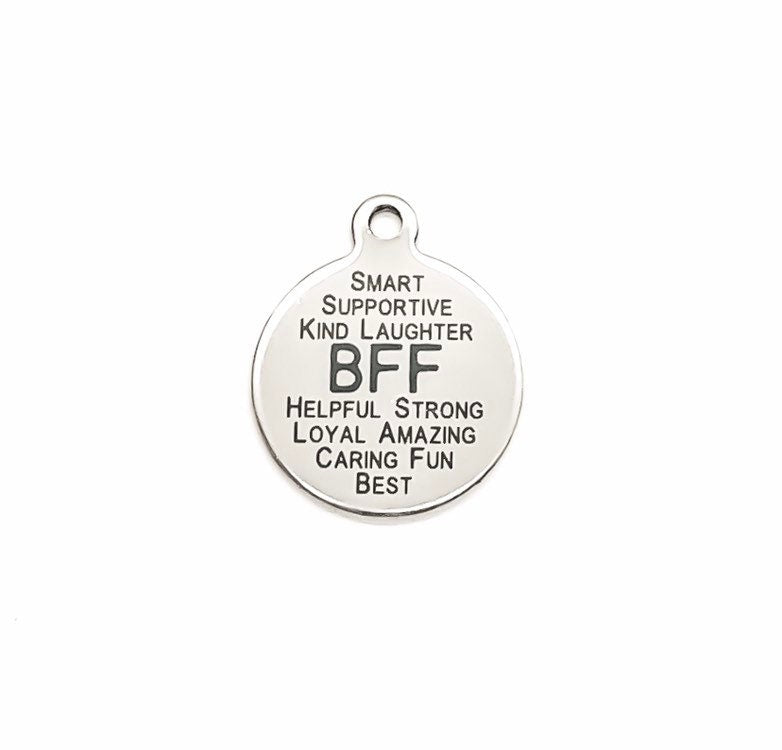 Breloque BFF (Meilleure Amie), Breloque en acier inoxydable, Breloque individuelle, Breloque avec mots, Cadeau pour BFF (Meilleure Amie), Bijou d'amitié, Cadeau pour meilleure amie