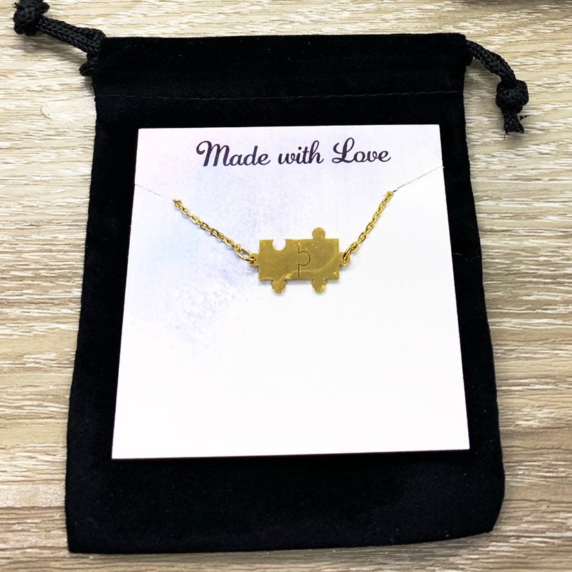 Bracelet double puzzle, cadeau de sensibilisation à l'autisme, bracelet délicat à chaîne puzzle, cadeau pour la fête des mères, cadeau pour un enseignant spécialisé