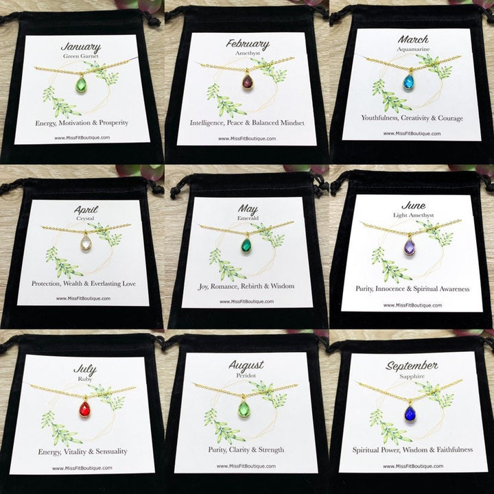 Collier Pierre de Naissance, Collier Délicat avec Pendentif Cristal Doré, Cadeau d'Anniversaire pour Elle, Bijou Symbolique, Cadeau pour Maman, Grand-mère, Sœur