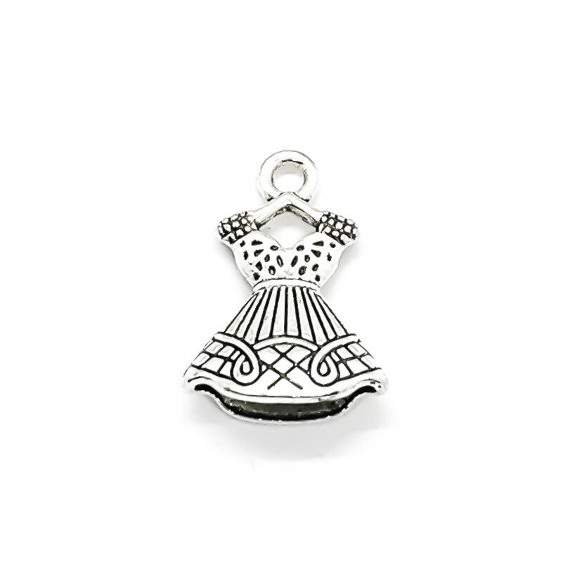 1 Tiny Dress on Hanger Charm, Clothing Charm, Girls Charms, Charm, Shopper Gift, Teen Charm, Shopaholic, Shopping Charm, Seamstress Charm