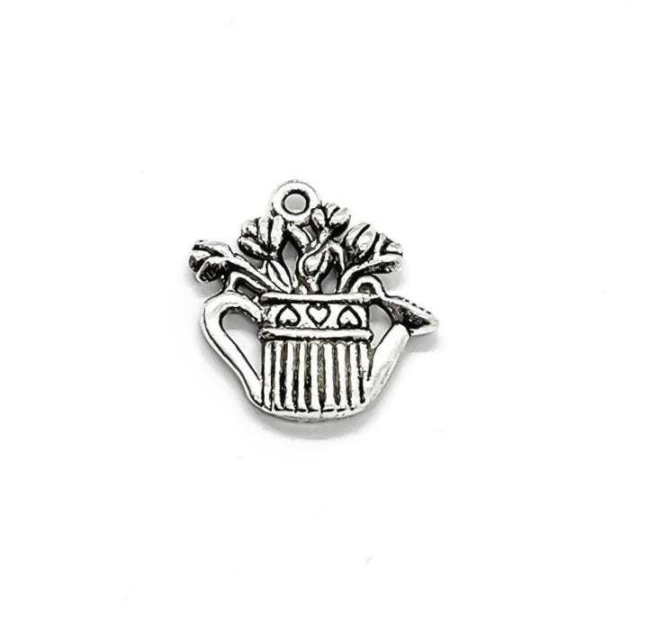 1 Arrosoir décoré de fleurs, breloques de jardinage, breloques florales, breloque paysagère, breloque d'arrière-cour, breloques printanières, breloques d'été