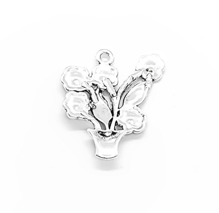 1 Breloque Pot de Fleurs, Breloques de Jardinage, Cadeau pour Fleuriste, Breloques de Jardin, Breloques Florales, Breloque Paysage, Breloque Jardin d'Après, Breloques de Printemps, Breloques d'Été
