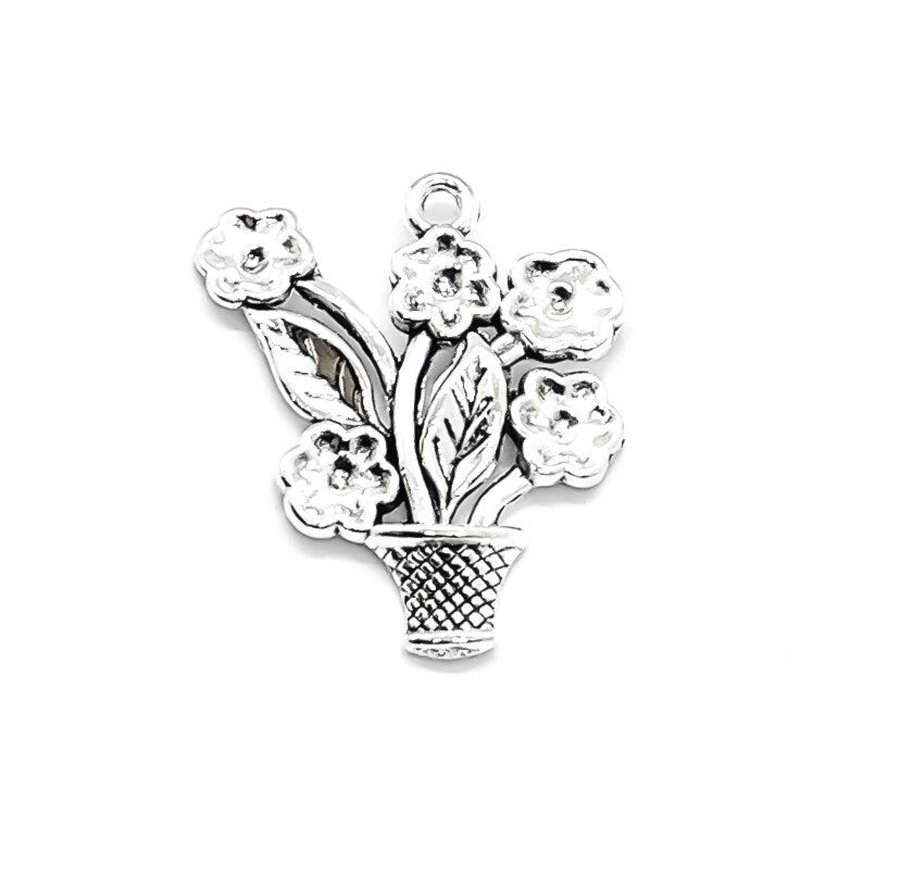 1 Breloque Pot de Fleurs, Breloques de Jardinage, Cadeau pour Fleuriste, Breloques de Jardin, Breloques Florales, Breloque Paysage, Breloque Jardin d'Après, Breloques de Printemps, Breloques d'Été