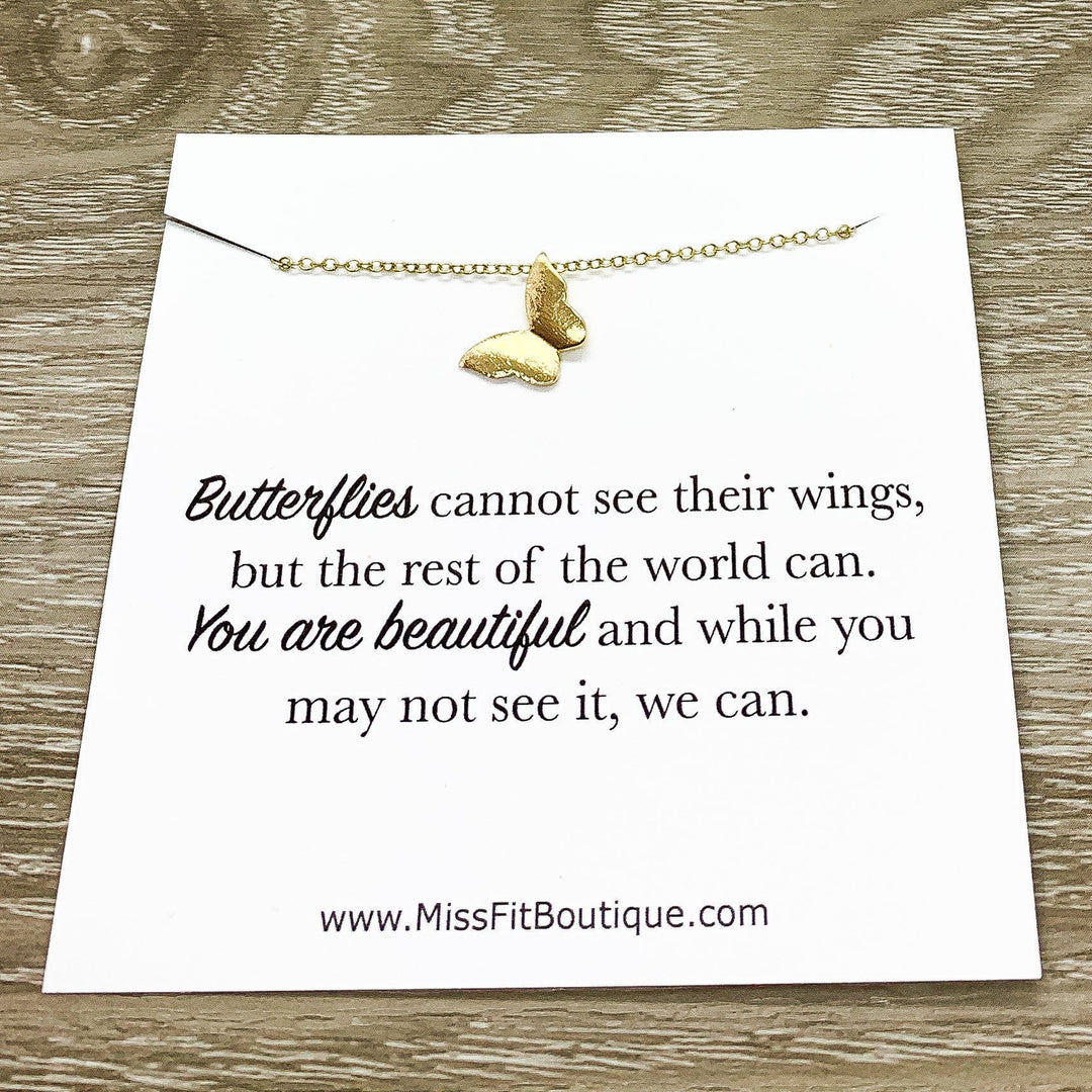 Magnifique collier papillon, carte avec message, pendentif insecte, bijou délicat, collier d'amitié, petit cadeau attentionné, cadeau pour une amie