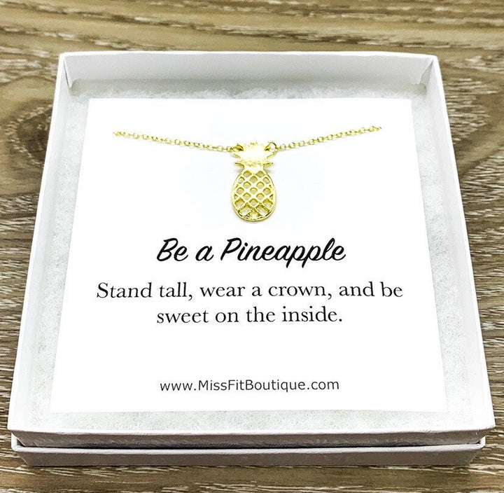 Collier Ananas, Bijou délicat, Cadeau Ananas, Cadeau Fruit Tropical, Citation inspirante, Cadeau d'amitié, Cadeau pour fille