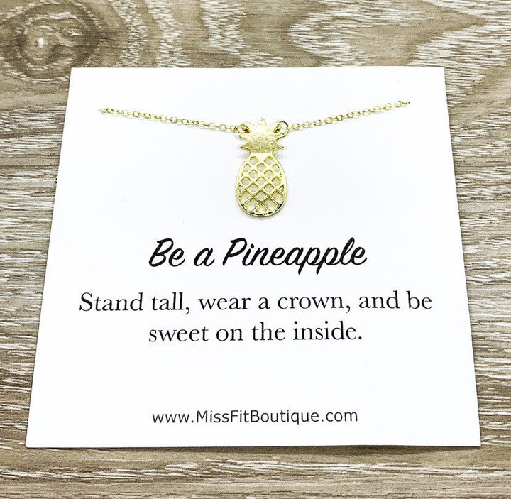 Collier Ananas, Bijou délicat, Cadeau Ananas, Cadeau Fruit Tropical, Citation inspirante, Cadeau d'amitié, Cadeau pour fille