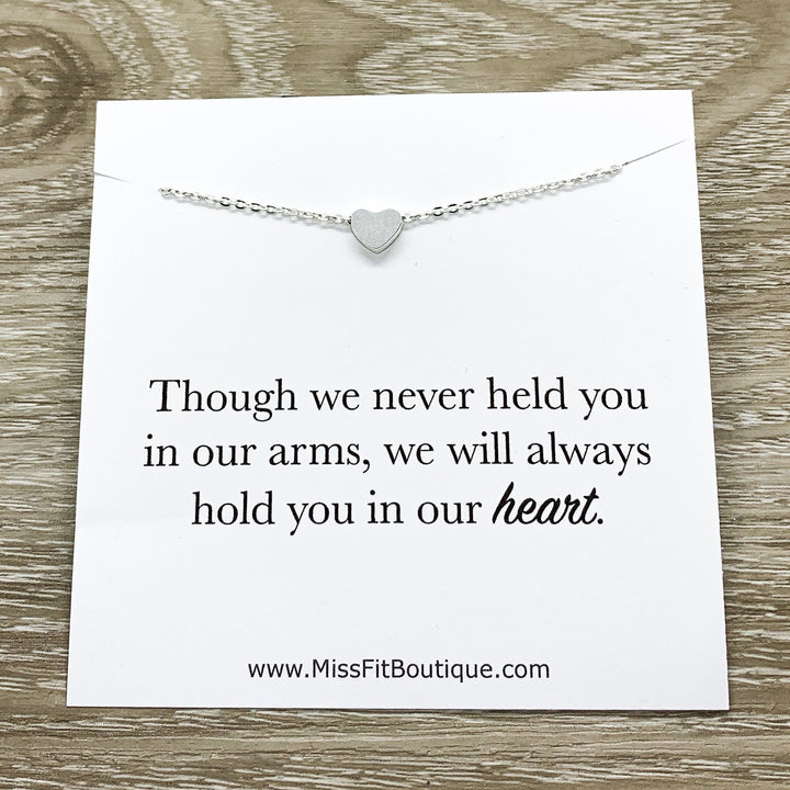 Collier cœur en or rose, cadeau de deuil périnatal, bijou pour la perte d'un nourrisson, collier de deuil en argent, cadeau de Noël