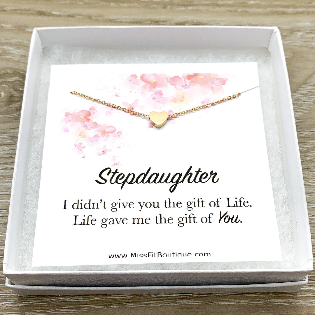 Stepdaughter Necklace, Dainty Rose Gold Heart Pendant, Gift from Step Mom, Meaningful Jewelry, Daughter Gift from StepMother, Blended Family