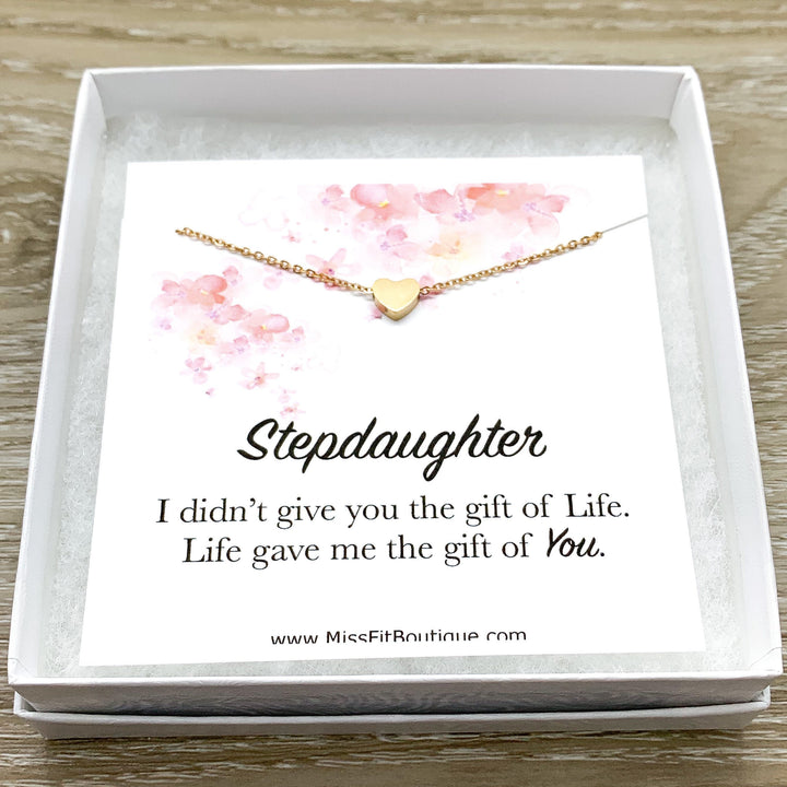 Stepdaughter Necklace, Dainty Rose Gold Heart Pendant, Gift from Step Mom, Meaningful Jewelry, Daughter Gift from StepMother, Blended Family