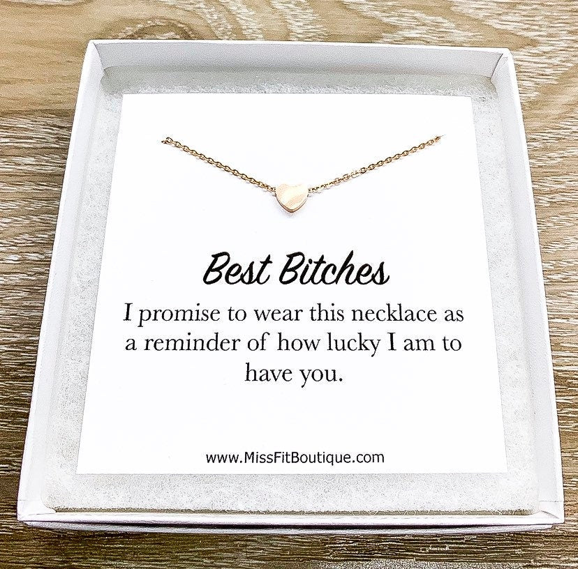 Carte « Meilleures Amies », Collier Petit Cœur, Petit Cadeau Souvenir, Cadeau pour Personne Spéciale, Cadeau pour Meilleure Amie, Cadeau pour Sœur, Cadeau « Je pense à toi »