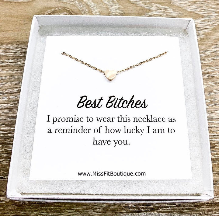 Carte « Meilleures Amies », Collier Petit Cœur, Petit Cadeau Souvenir, Cadeau pour Personne Spéciale, Cadeau pour Meilleure Amie, Cadeau pour Sœur, Cadeau « Je pense à toi »