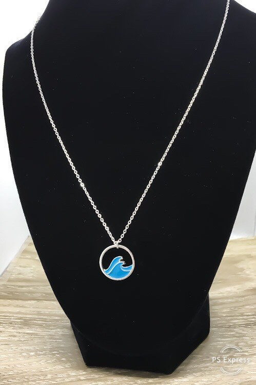 Collier Vague Bleue, Citation sur les Vagues de la Vie, Cadeau Inspirant, Cadeau Exaltant, Collier Amoureux de la Plage, Cadeau Tropical, Collier Océan