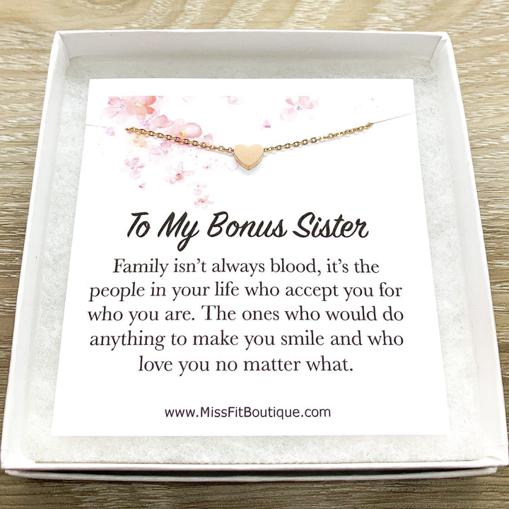 Cadeau pour une sœur de cœur, Carte sentimentale, Cadeau pour une sœur adoptive, Collier cœur, Cadeau pour la belle-sœur, Petit cadeau souvenir, Cadeau de la mariée