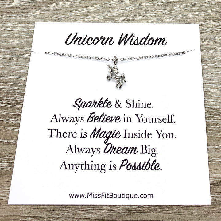 Unicorn Wisdom, Unicorn Necklace Gift Box, Believe in Yourself Quote, Unicorn Jewelry, Unicorn Lover Gift, Unicorn Pendant, Little Girl Gift