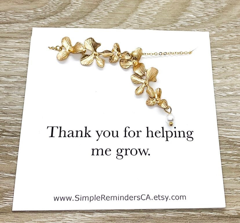 Flower Petal Necklace, Orchid Flower Necklace, Thanks for Helping Me Grow, Floral Necklace, Orchid Pendant, Sister Jewelry, Inspirational