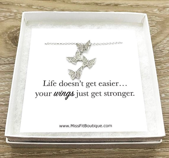 Collier papillon délicat orné de strass, cadeau de nouveau départ, bijou symbole de force, petit cadeau symbolique, cadeau pour belle-fille, anniversaire