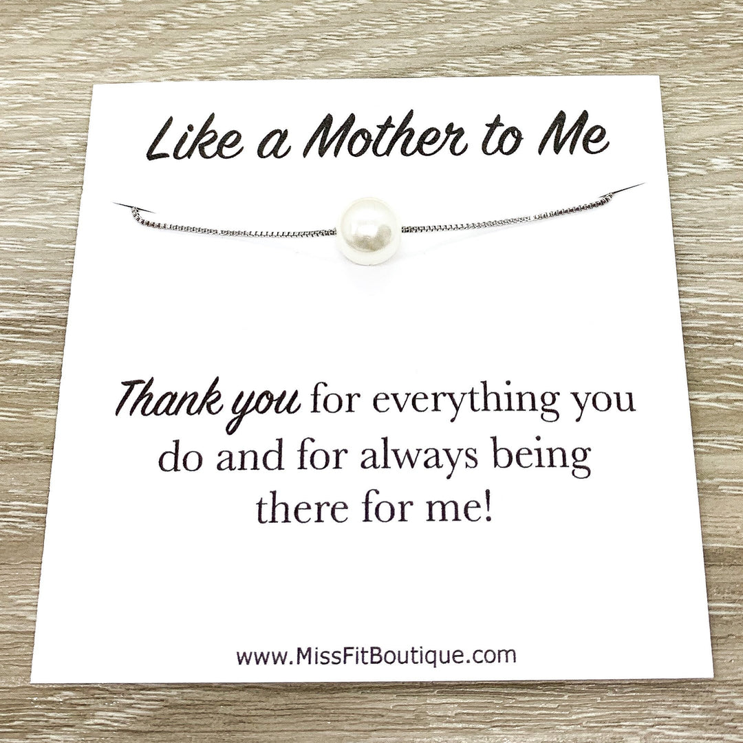 Like a Mother to Me Gift, Floating Pearl Necklace, Gift for Bonus Mom, Unbiological Mother Gift, Godmother Gift, Birthday Gift for Mom