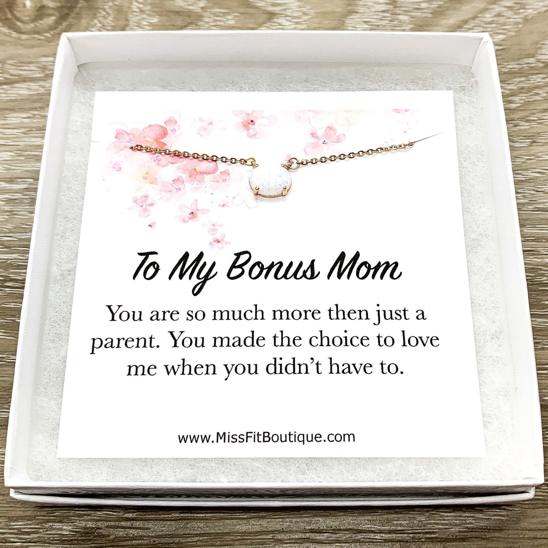 Bonus Mom Gift, Oval Opalite Necklace, Birthstone Pendant, Unbiological Mother Gift, Gift for Stepmother, Other Mother Gift, Birthday Gift